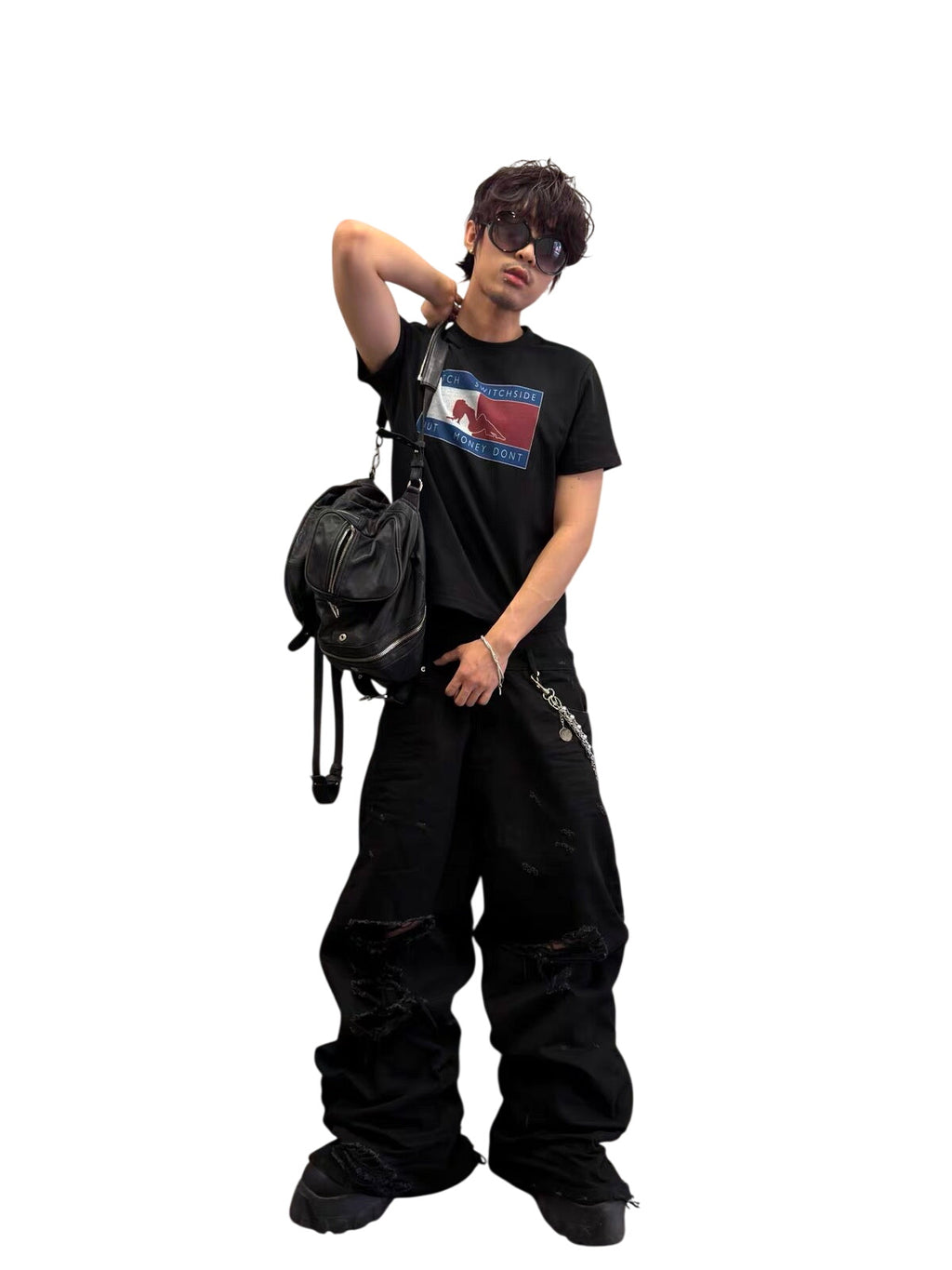*RYE CHASIN 14.5OZ DISTRESSED BAGGY BLACK DENIM
