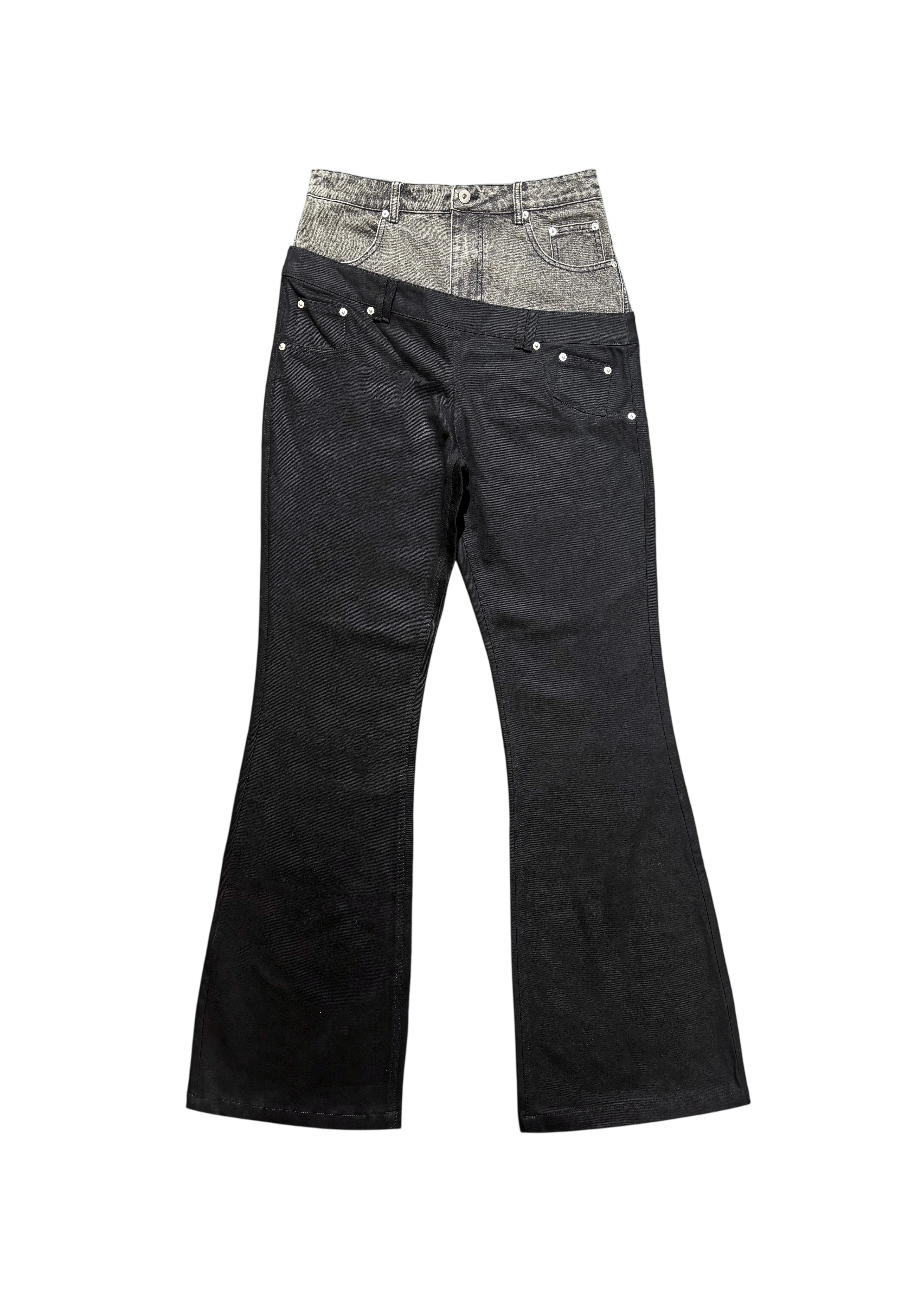 *RYE CHASIN DOUBLE WAIST GREY CONTRAST WAXED BLACK BOOTCUT
