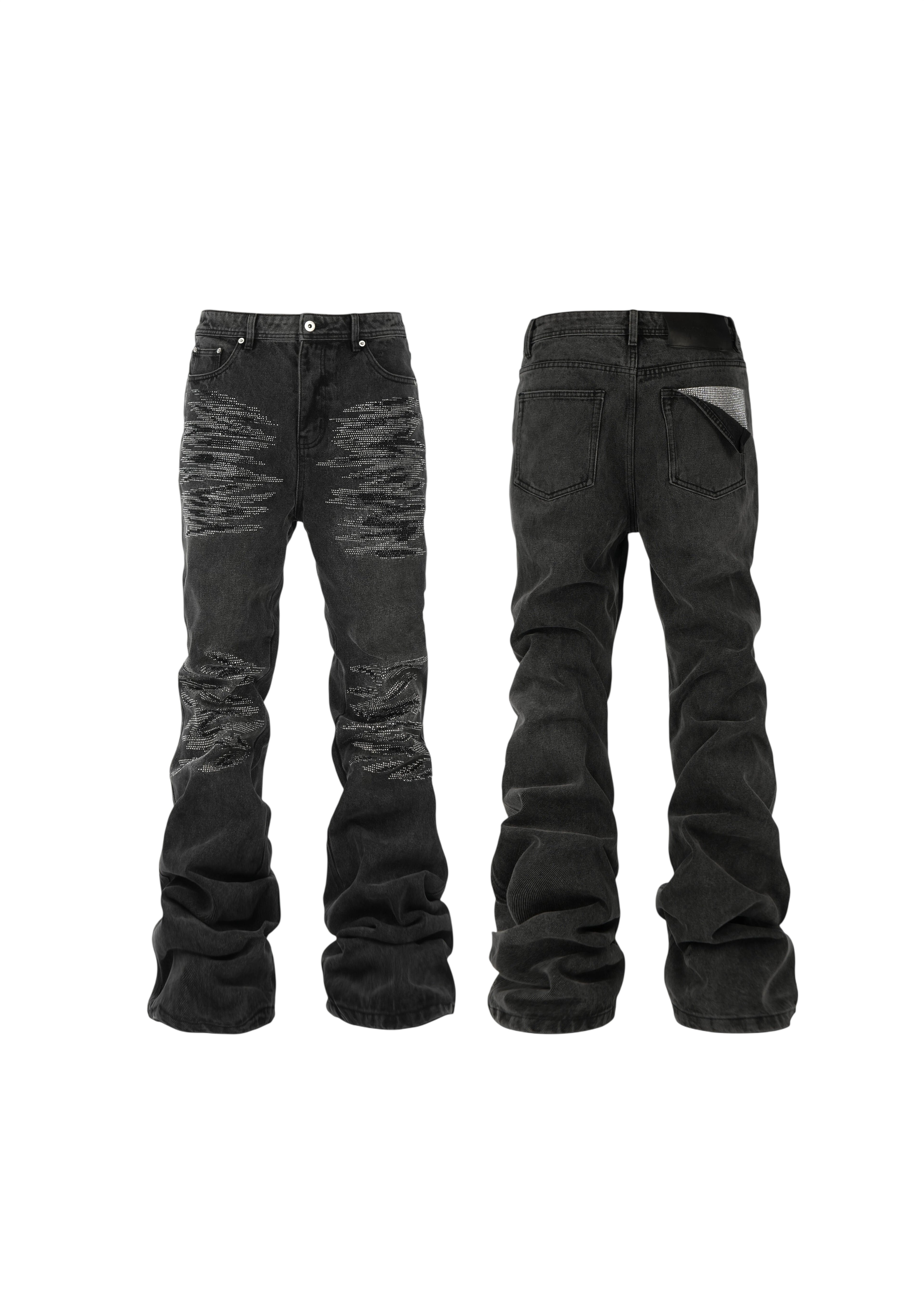 *RYE CHASIN “CRYSTAL WHISKER” STACKED BOOTCUT DENIM