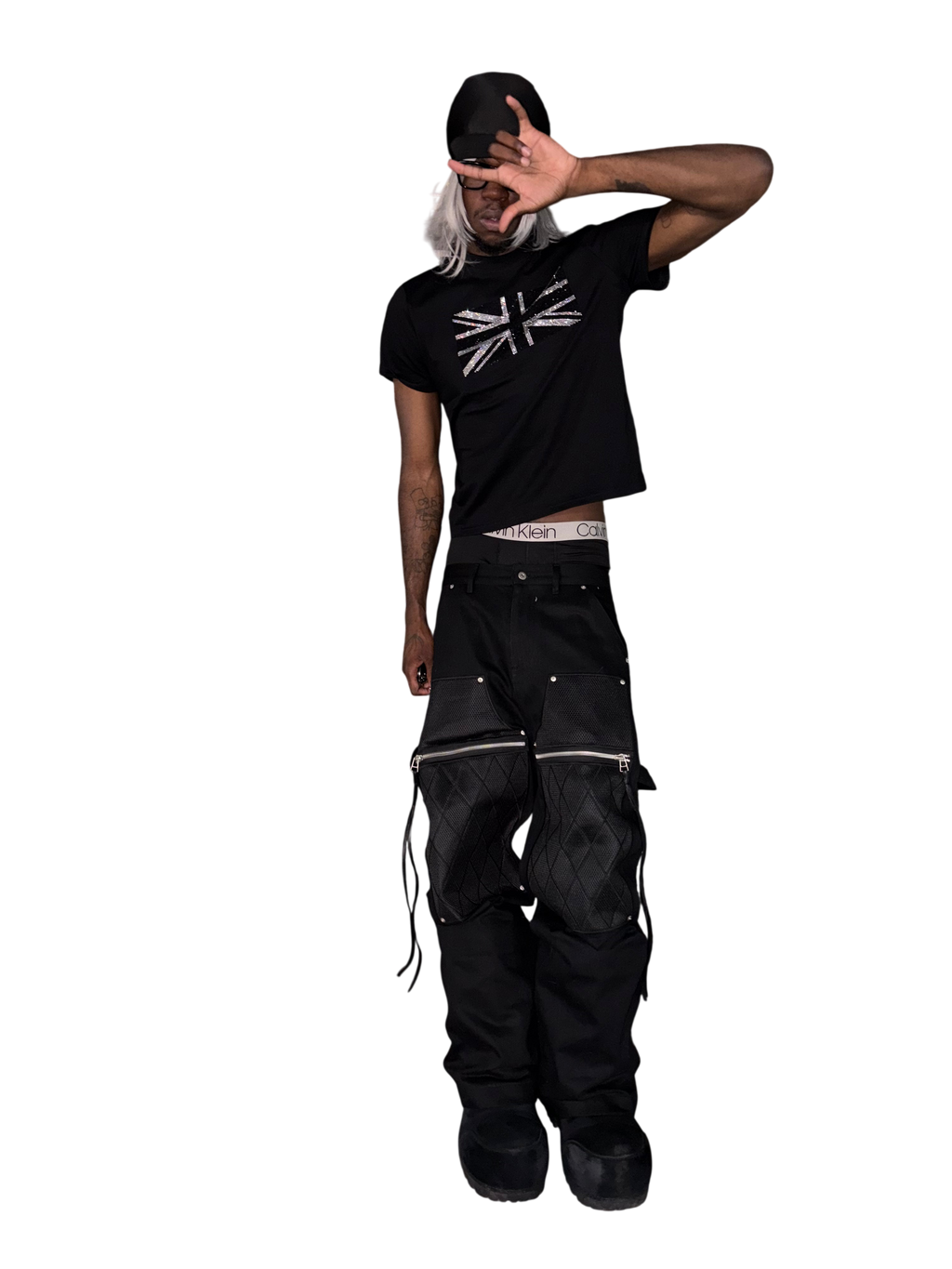 *RYE CHASIN MESH PANEL / LEATHER KNEE STRAIGHT WAXED DENIM